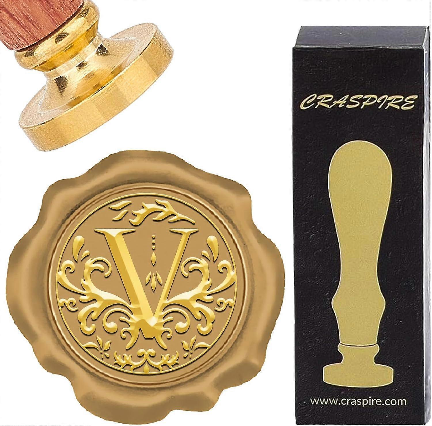 Retro Alphabet Wax Sealing Stamp Initials Vintage 26 Letters A-Z 25mm Removable Brass Head Wood Handle for Envelopes Invitation Gift Packing Wrap Deco