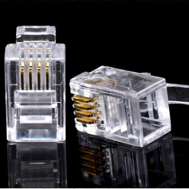 ZLinKJ 100Pcs/lot RJ11 4P4C New Crystal Head Modular Plug Gold Plated Network Connector Wholesale