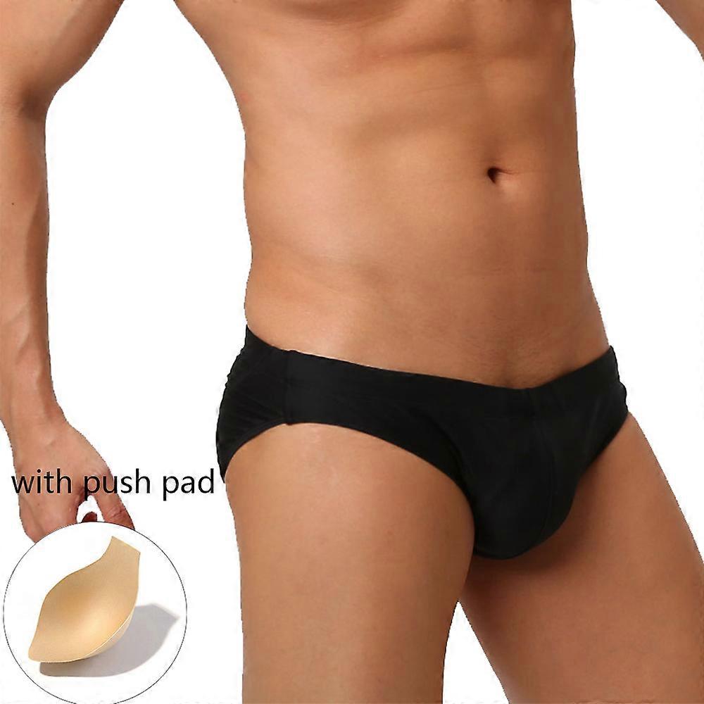 Nye Europæiske Og Amerikanske Aexy Tætsiddende Low-Waist Trusser Sort Og Hvid Bælte Push Pad Hurtigtørrende Mænds Svømmeshorts