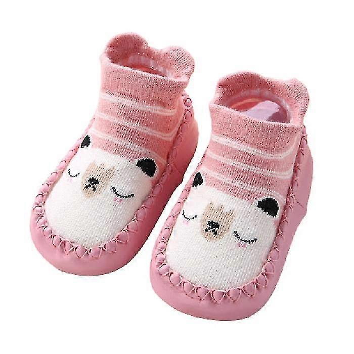 ベビーソックス2足セット 幼児用スリッパ コットン製 暖かい靴 ソフトソール 滑り止め