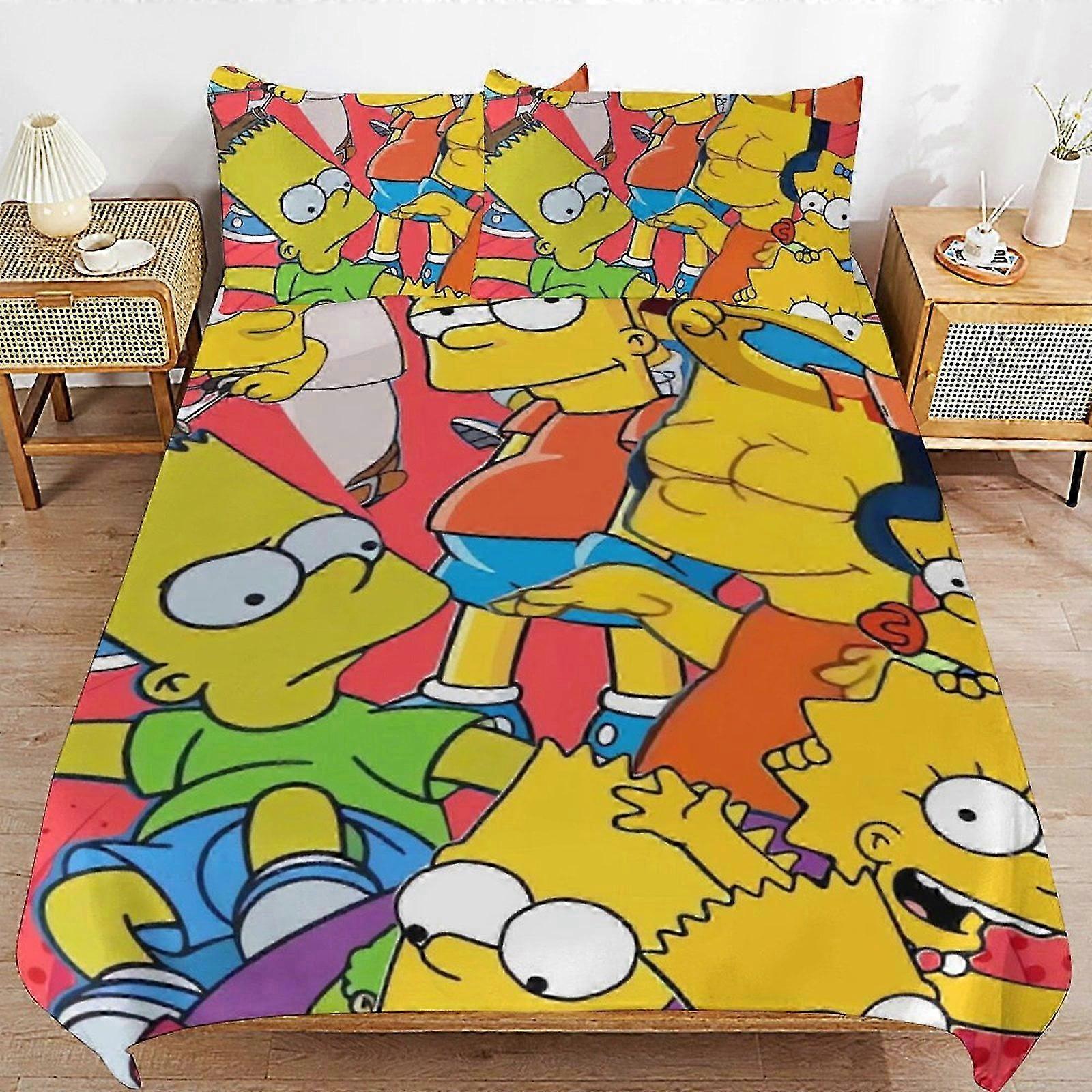 ملاءات السرير v386 غطاء لحاف سرير سمبسون من الألياف الدقيقة Se3D مطبوع خفيف الوزن 3 قطع لحاف Se ، يجلب لك wath (1 غطاء لحاف و 2 Pi