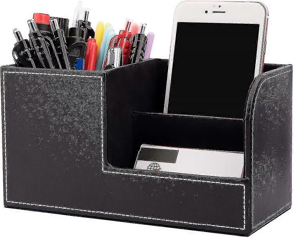 Desktop Storage Box, Multifunctional Pen Holder,black Pu