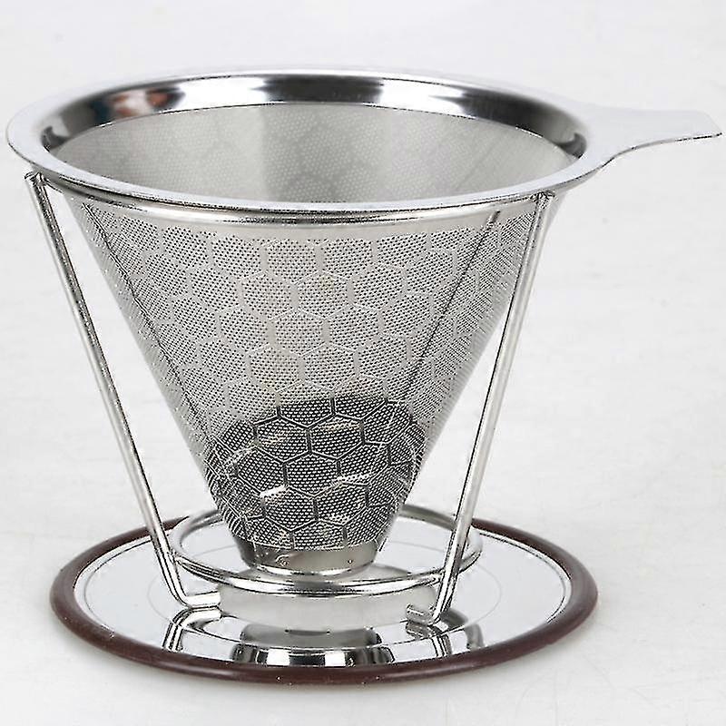 Pour-over Coffee Maker Stainless Steel Coffee Filter Conical Silver