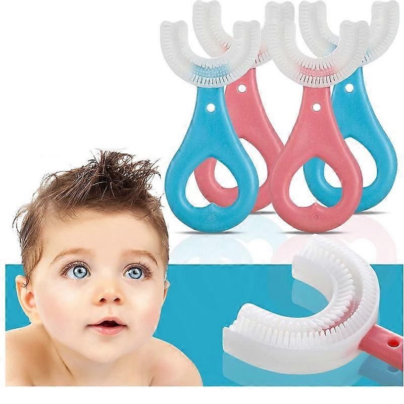 4 Pcs U-shaped Toothbrush for Child and Baby with Silicone Head, Massages Gums and Provides 360 Full Manual Cleaning (2-6 years old).