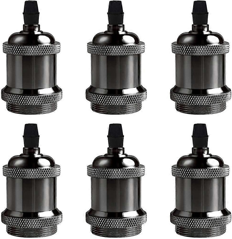 E27 Lamp Base Retro Pendant Solid Ceramic Adapter 6 Pieces Black Pearl