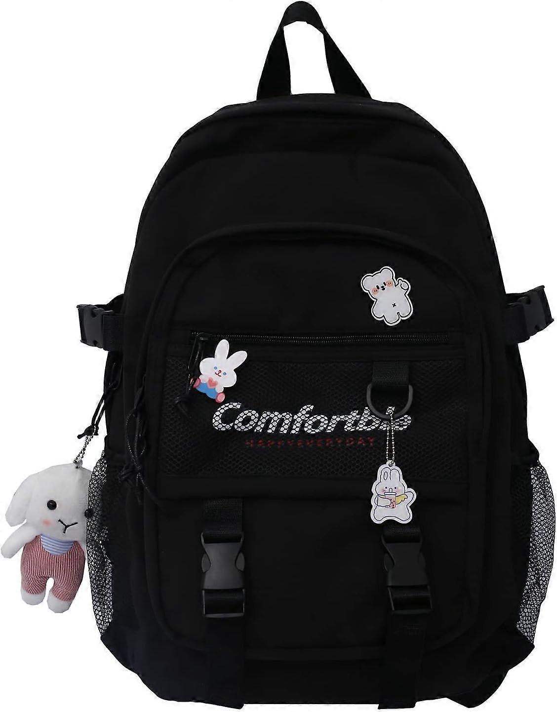 School Backpack for Teens Girls Middle School Student Travel Black