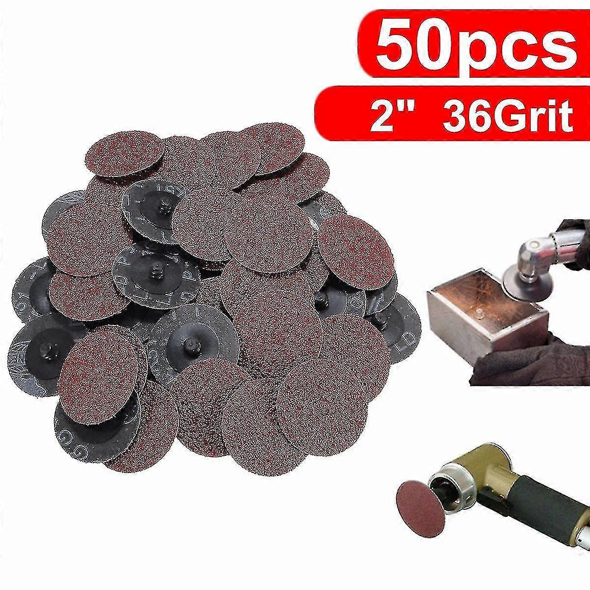 50pcs 36 الحصى 2 '' لفة قفل ورق الصنفرة الرملي أقراص نوع R رولوك ساندر جلخ