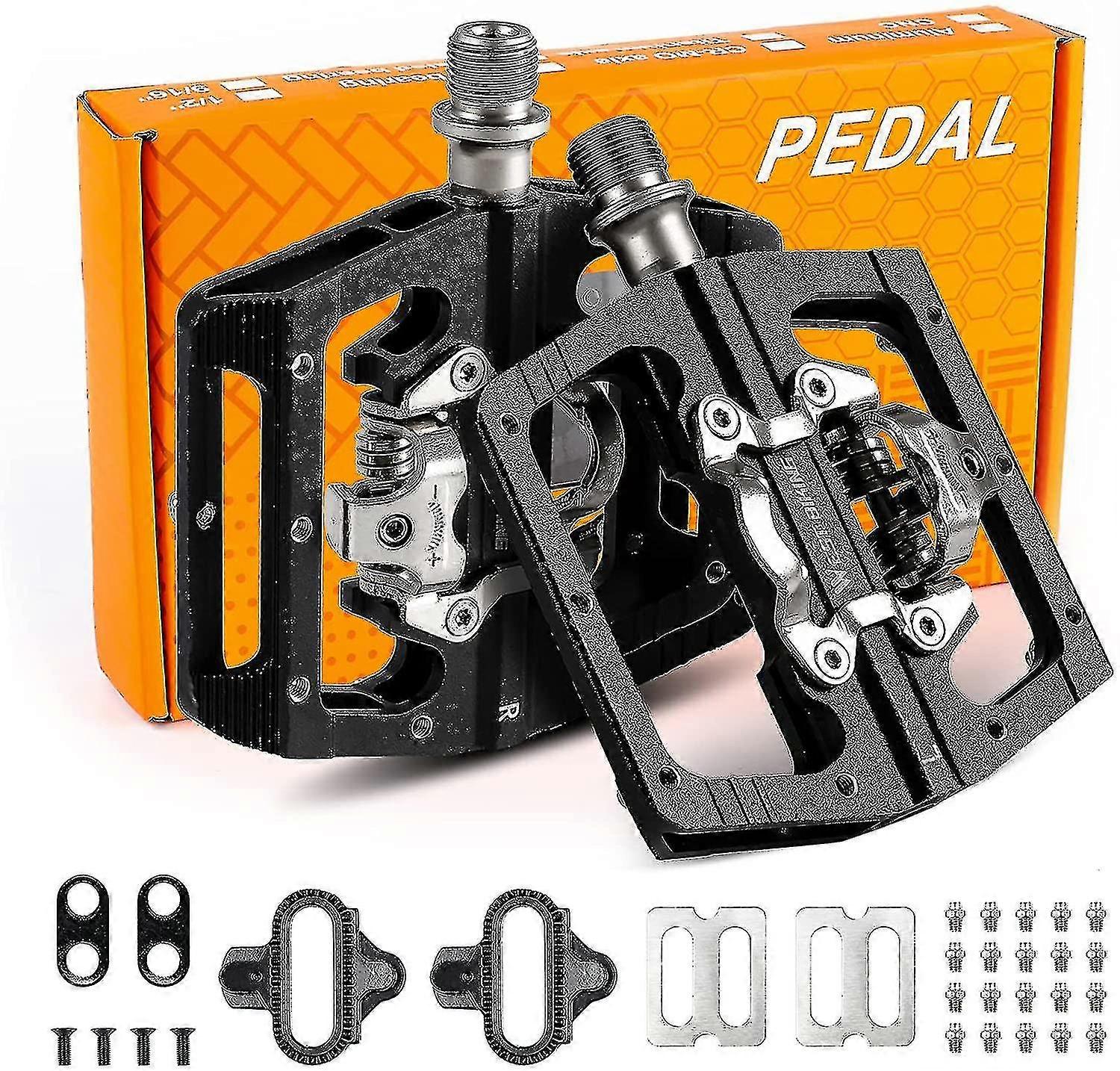 Bicycle Pedals, Double Function Cnc Aluminum Non-slip Spd Pedals Bicycle, Clipless Bicycle Pedals Set For Bmx Mtb