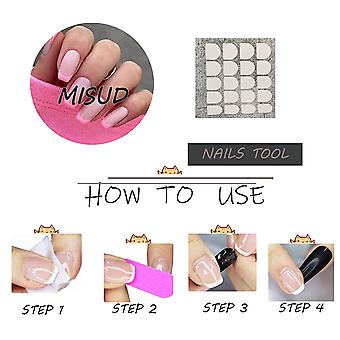 24 Fake Nägel – Kurzes French-Design – Rosa Gradient – Wiederverwendbare Nagelaufkleber Für Frauen