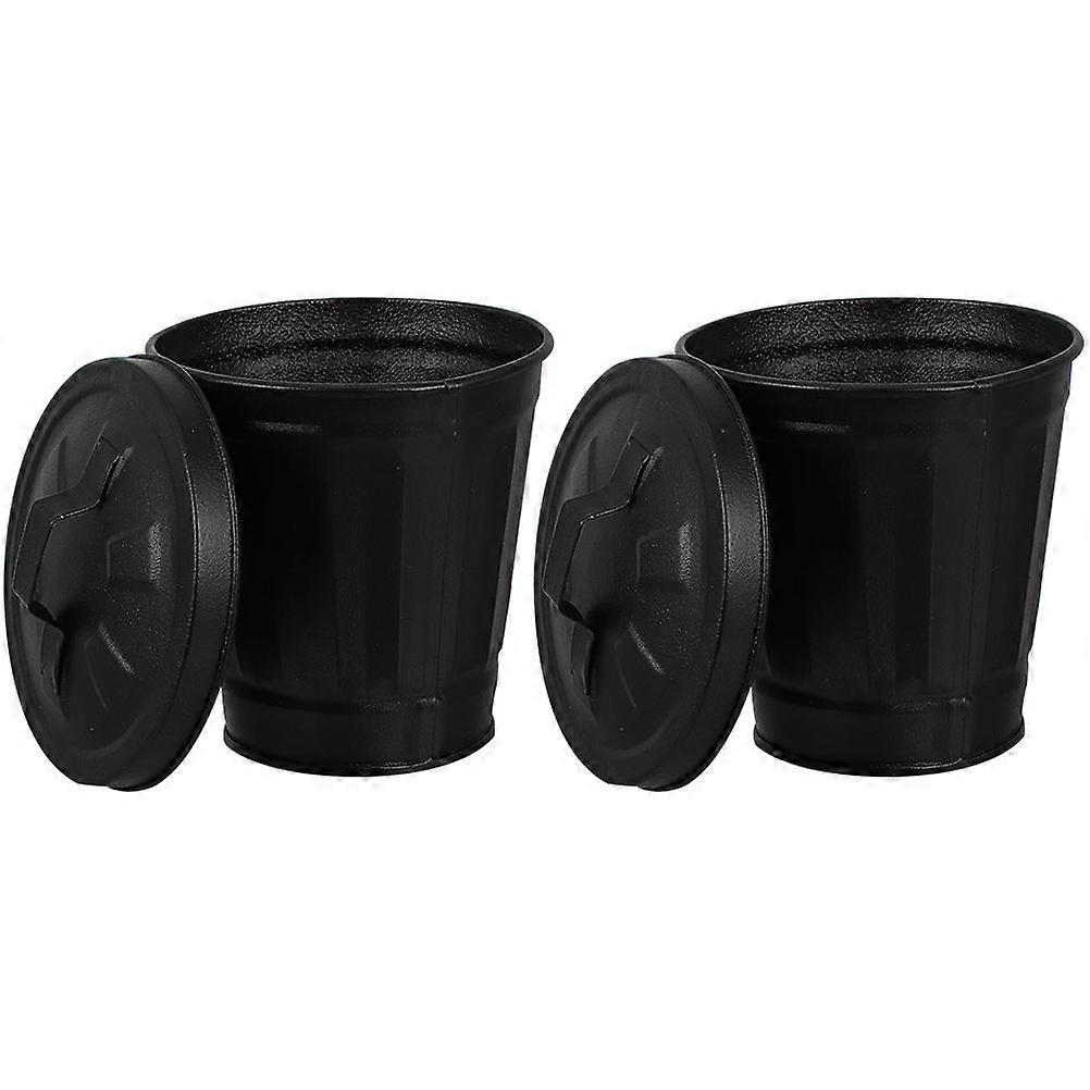 2pcs Small Trash Can Desktop Garbage Bin Multipurpose Storage Buckets Garbage Containers