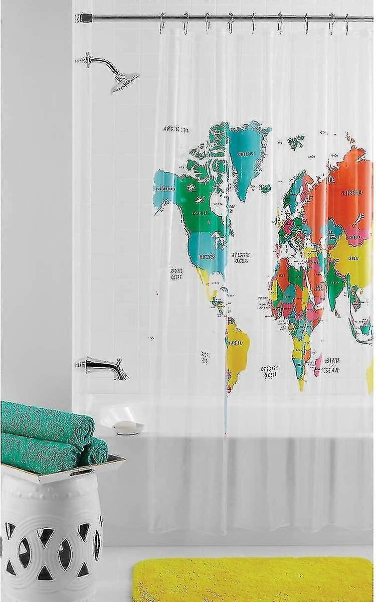 72 polegadas x 72 polegadas Peva Clear World Map Chuveiro Cortina
