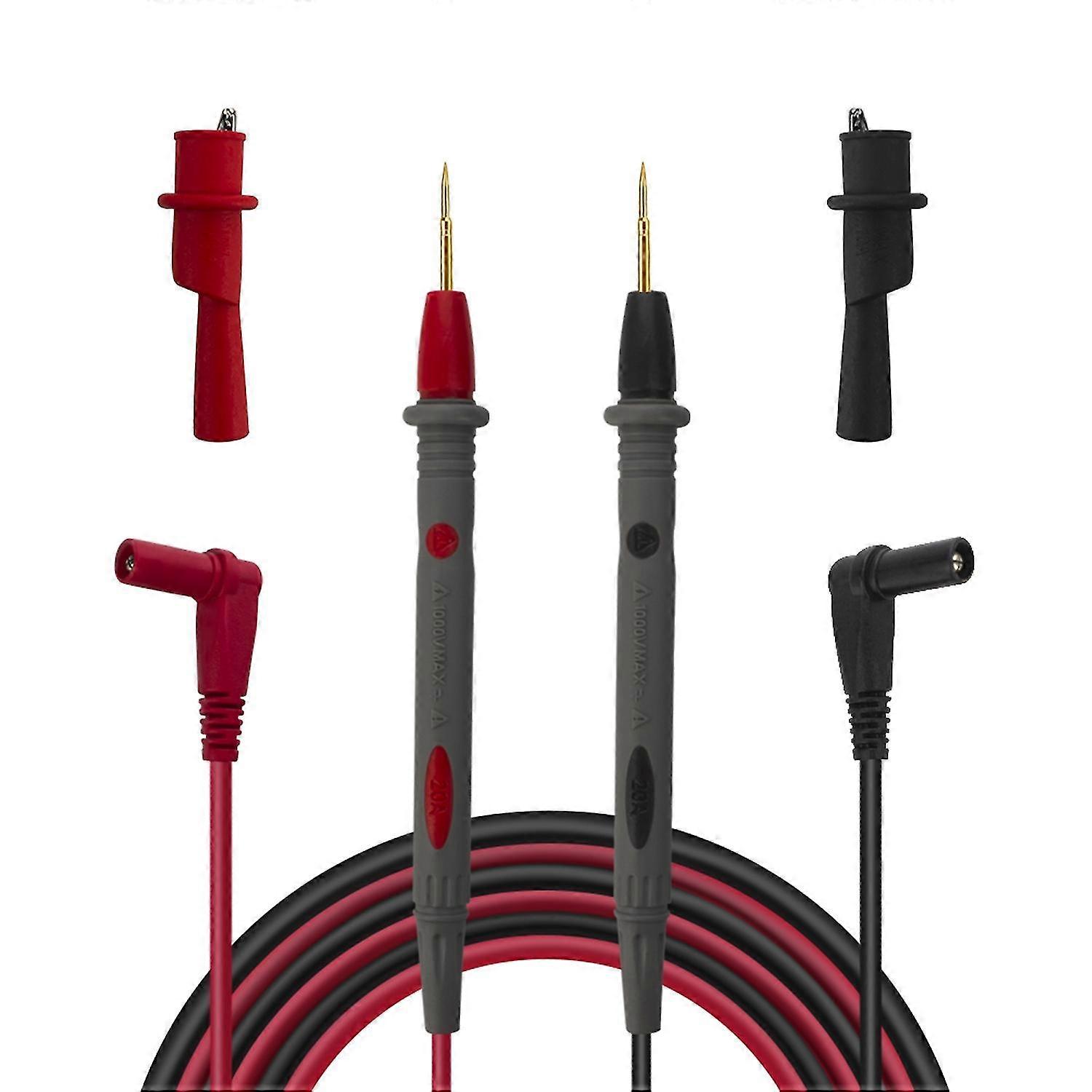 Electronic Test Leads Test Probes Multimeter Leads with Crocodile Clips Gold Plated Super Sharp Tips