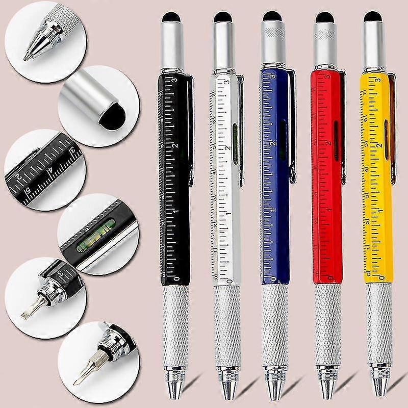 7 In1 Multifunction Ballpoint Pen Handheld Tool Measure Technical Ruler Screwdriver Touch Screen Stylus Spirit Level