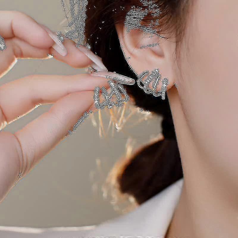 Shiny Earrings Cuff For 925 Ear Piercing Studs