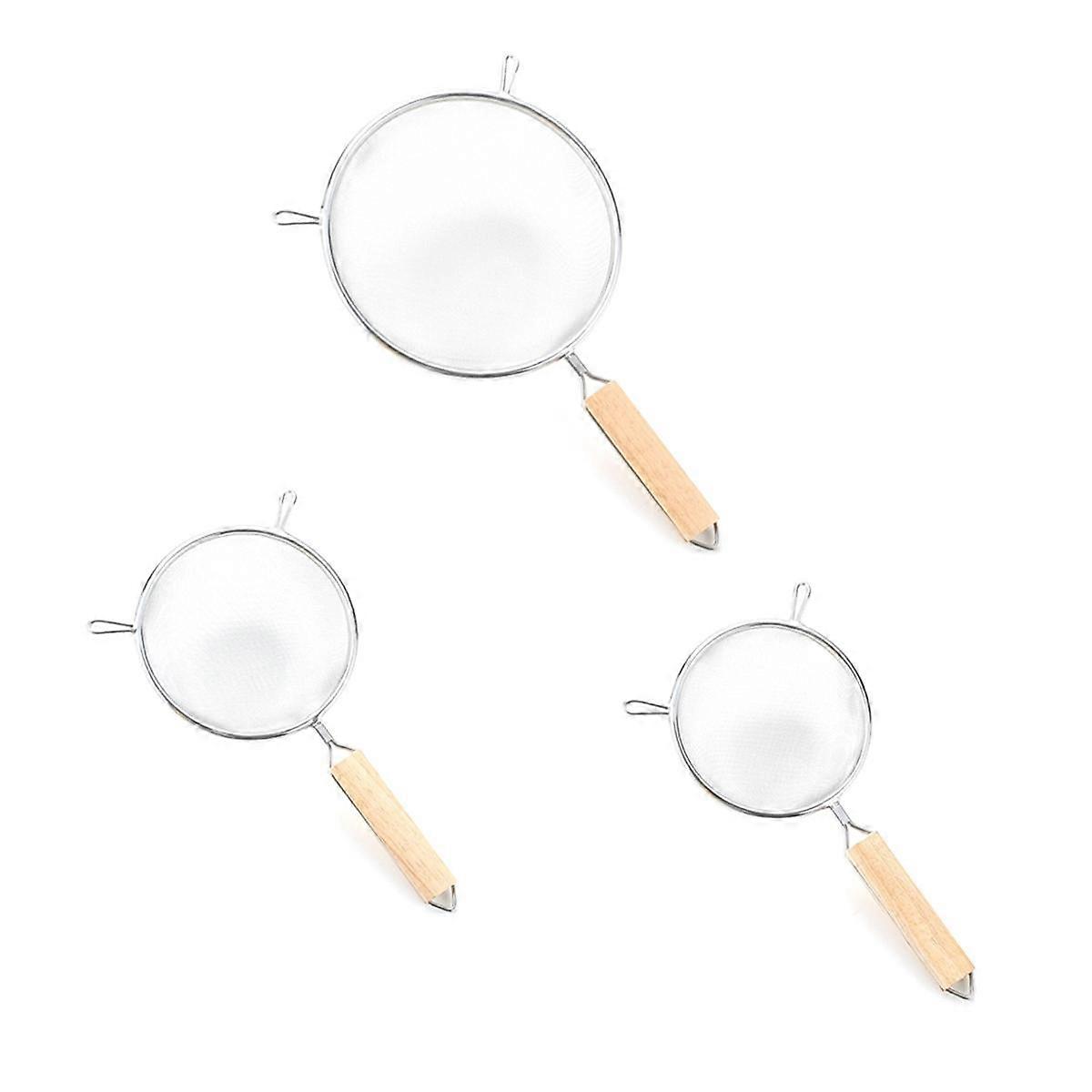 Kitchen Baking Steel Flour Sieve Kitchen Soybean Milk Juice Filter Screen Filter Oil Spoon Hand-Held Binaural Mesh Net