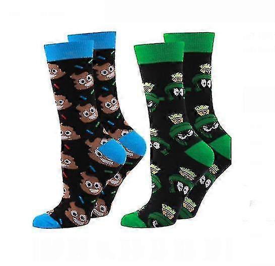 Novelty Socks Crew 2 Pair Set Prints Halloween Ghost Pumpkin