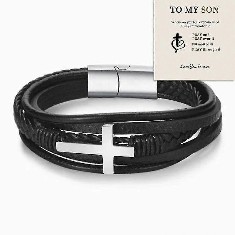 Bracelets for Men ,Retro Titanium Steel Cross