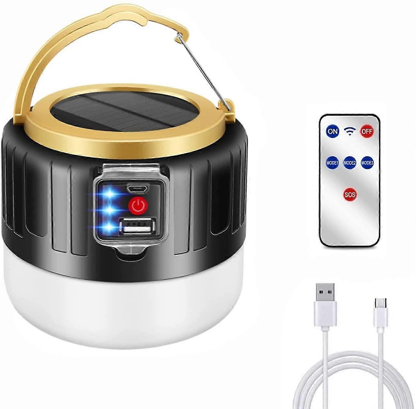 Portable Lantern Usb Rechargeable Led Camping Light, Solar Lamp, 5200mah