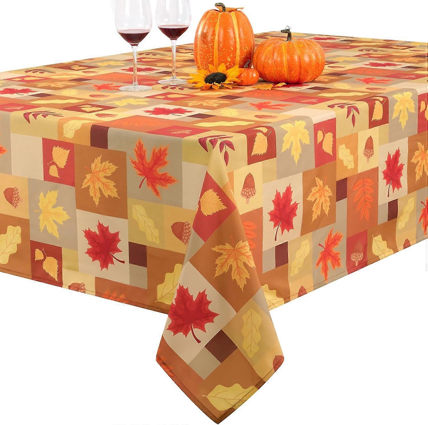 Fall Tablecloth 60x84 inch, Leaf Table Cloth Rectangle Tables for Thanksgiving Decorations, Orange Waterproof Rectangle Tablecloth Fall Table Decor fo