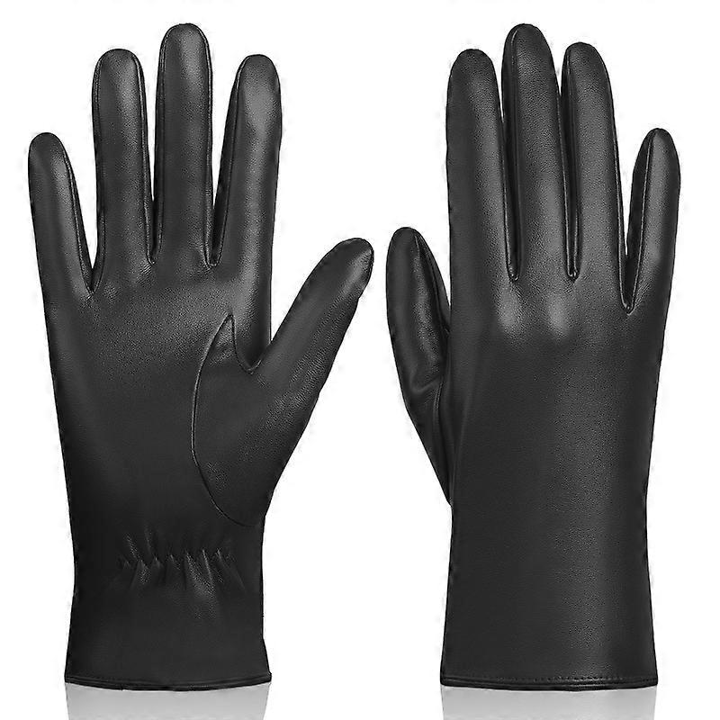 Women's Winter Leather Gloves Touchscreen Wool Lined Windproof Warm Suede GlovesM