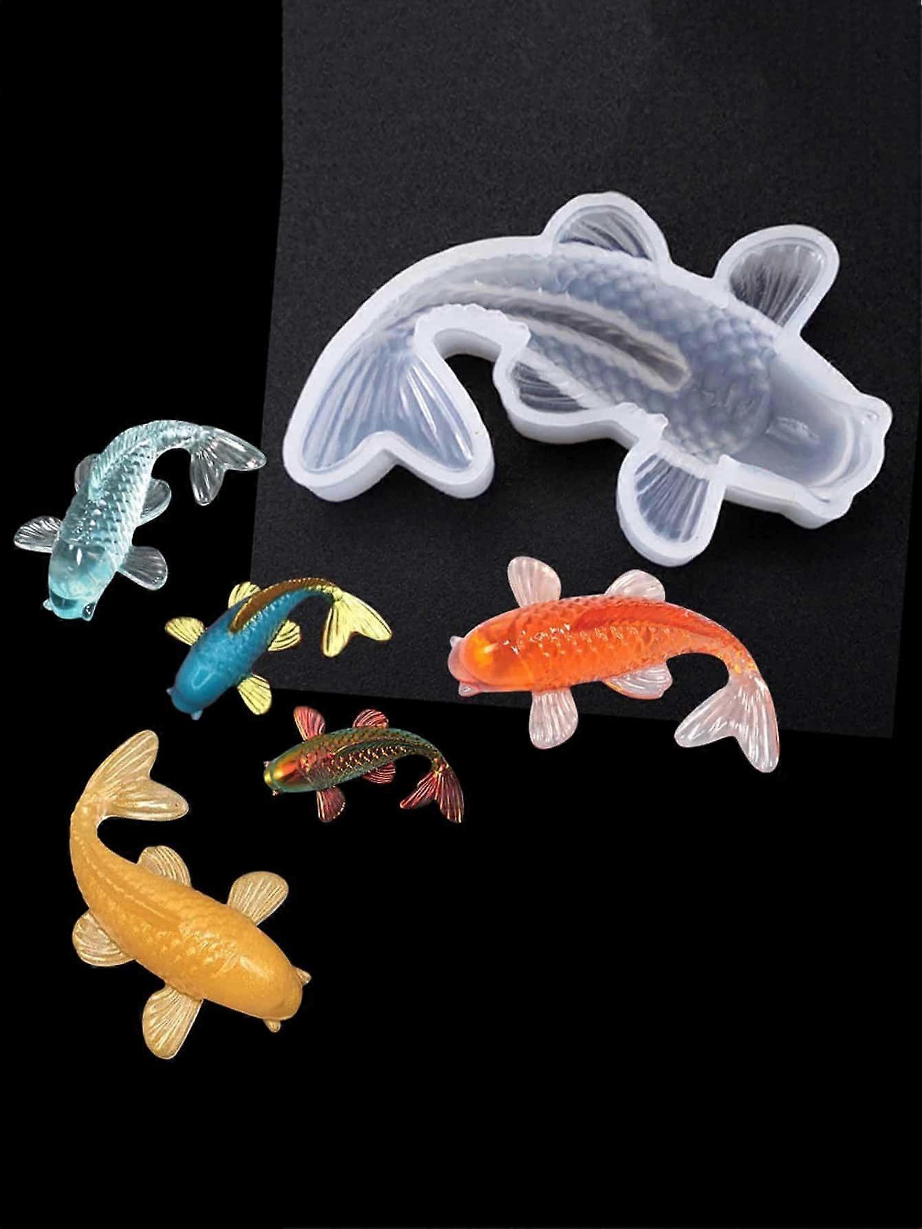 1pc再利用可能なシリコーン型、DIY愛好家のためのシンプルな透明な魚の形をした洗えるDIYシリコーン型