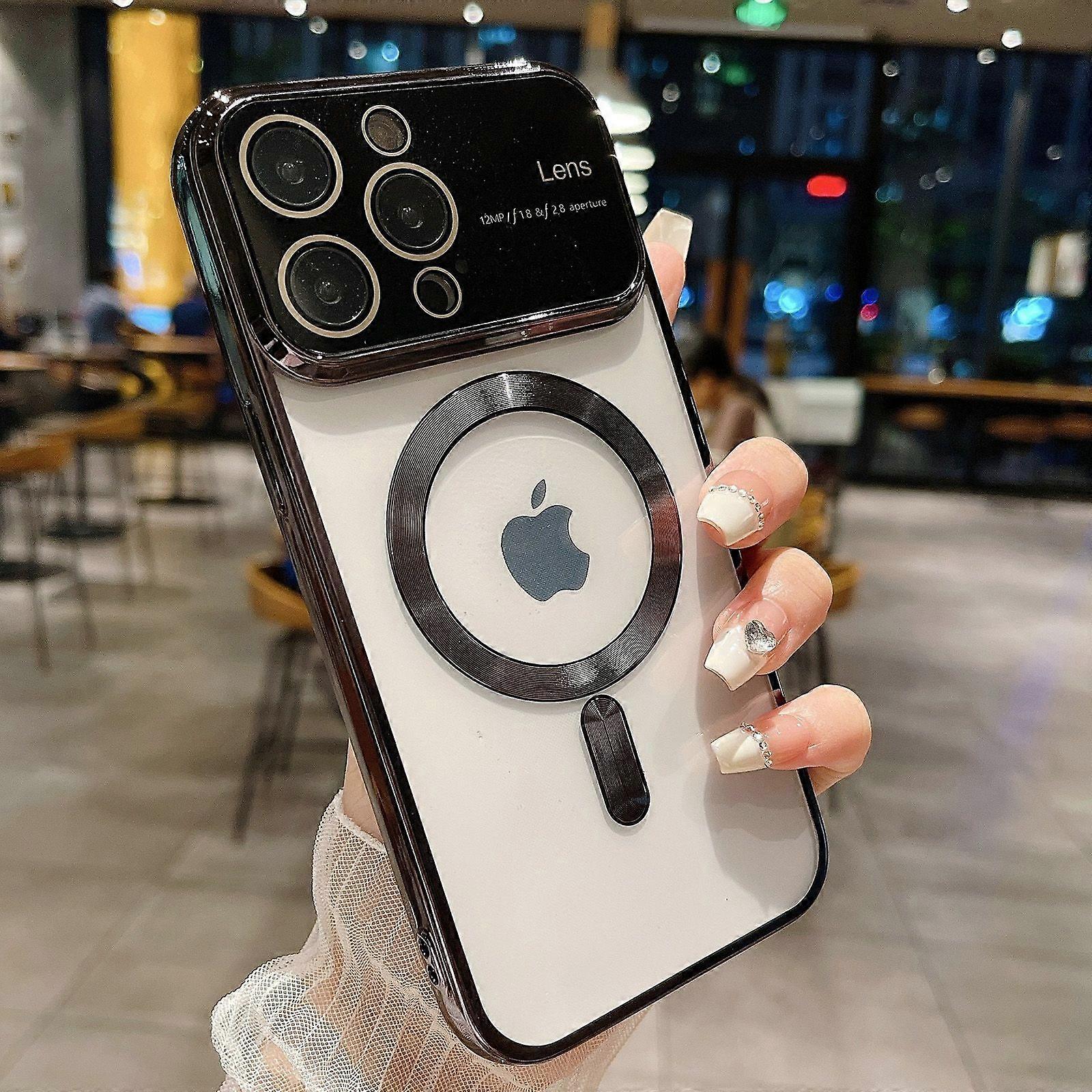 Magnetic Clear Case for iPhone 15 Pro Max Soft TPU Bumper Shockproof Phone Case with Full Camera Lens Protector, Slim Protective Cover