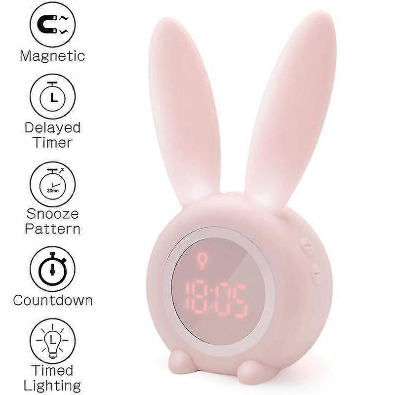 ldren's Light Alarm Clo Cute Rabbit ldren's Alarm Clo Creative Bedside Lamp Snooze Function, Time-controlled Night Light, ldren's Day Gif