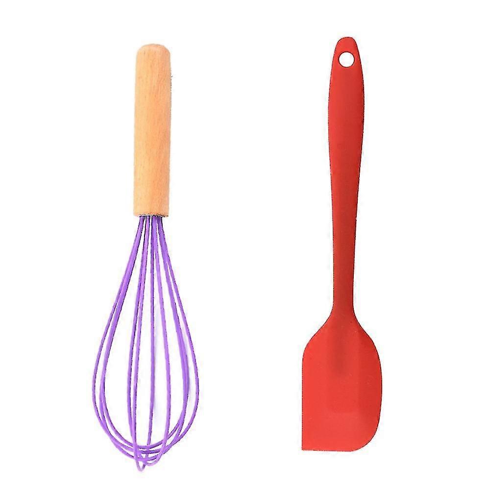 2 Piece Mini Kitchen Utensil Set- Silicone Kitchen Tools With Wood Handles