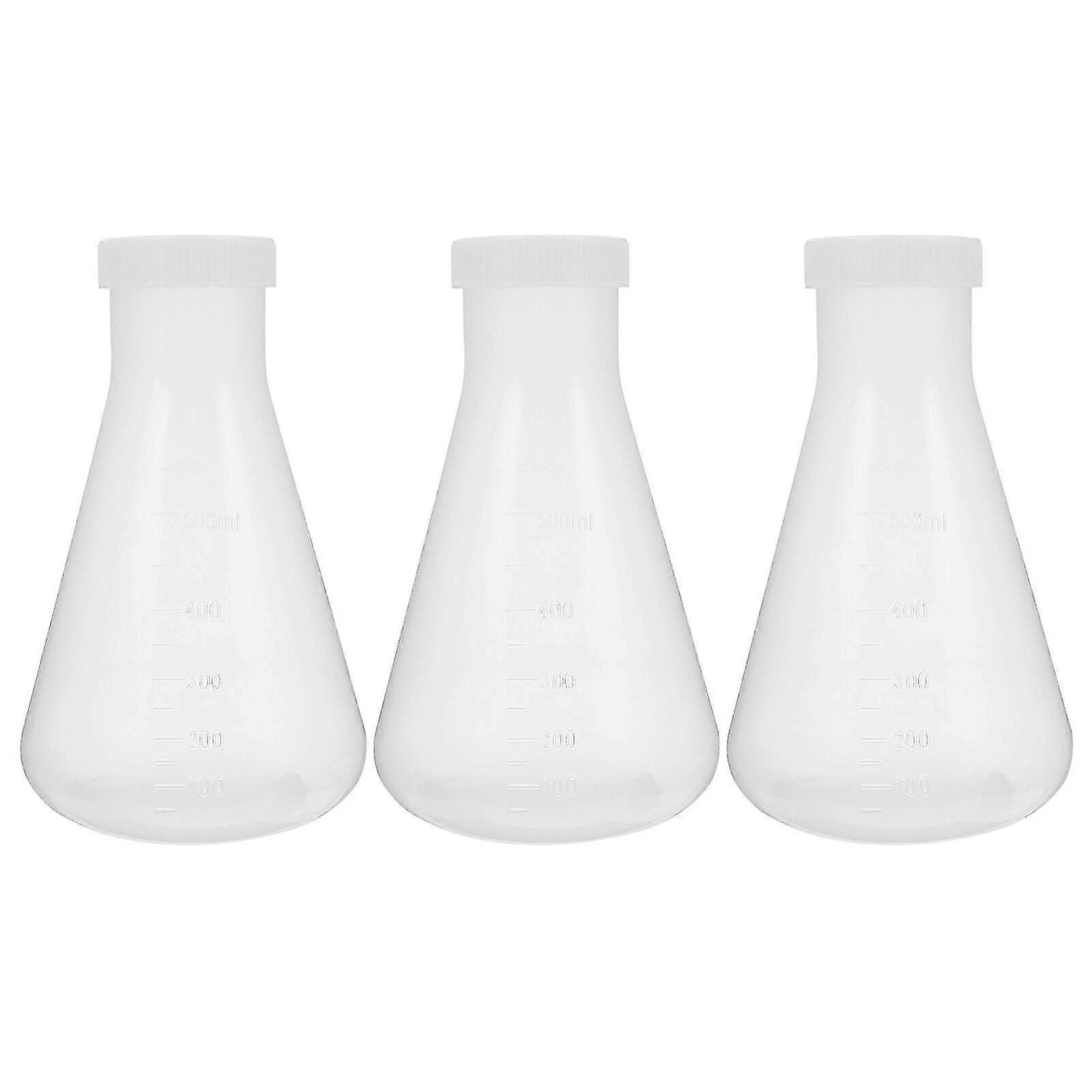 3pcs Plastic Erlenmeyer Flask Transparent Science Flask Practical Conical Flask