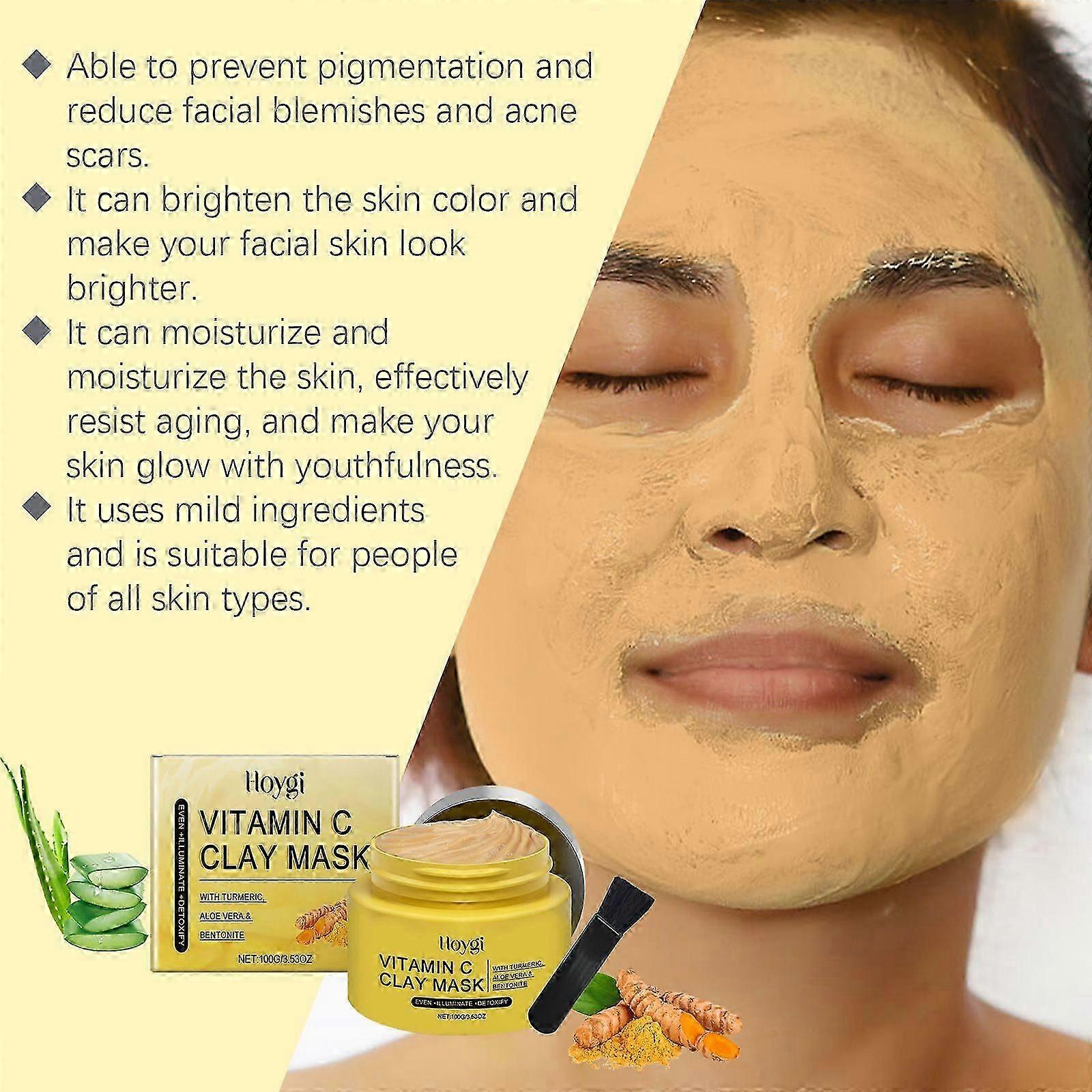 Turmeric Clay Mud Facial Mask - 120g, Control Acne, Brighten, Deep Pore Cleansing