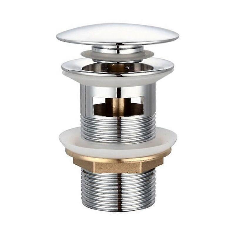 Brass washbasin siphon with push valve, chrome, fits overflow basins.