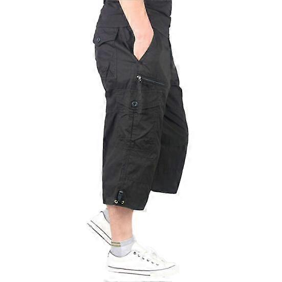 Men Plain Multi Pocket Cargo Shorts Combat Pants Elasticated Trouser Casual Summer