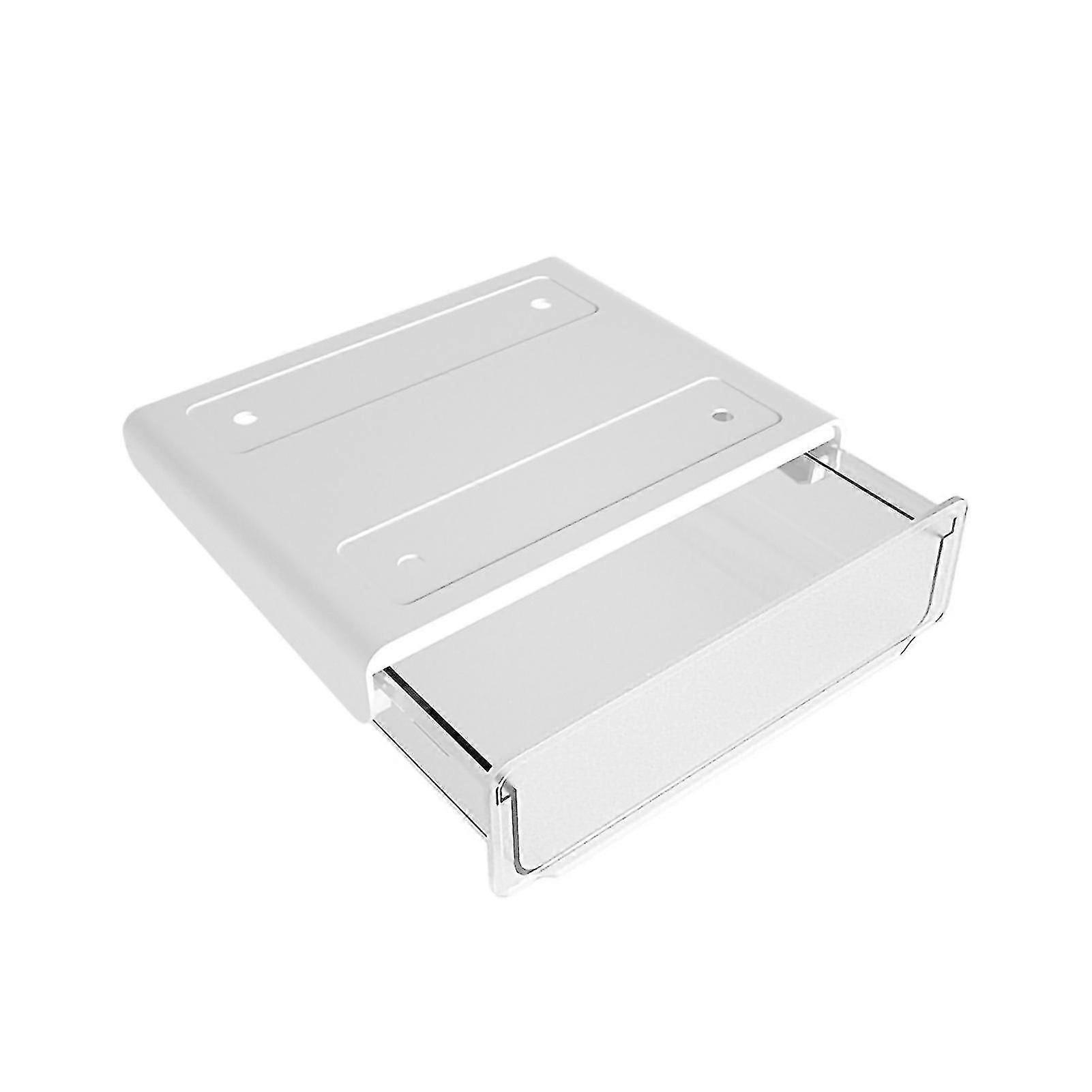 No Punching Under Desk Storage Box with Hidden Drawer - Small ABS PS Storage for Dormitory, Transparent White