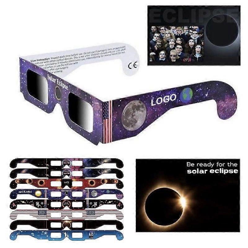 20 pairs (random style) of eclipse glasses filter harmful light eye protection paper frame eclipse viewing glasses