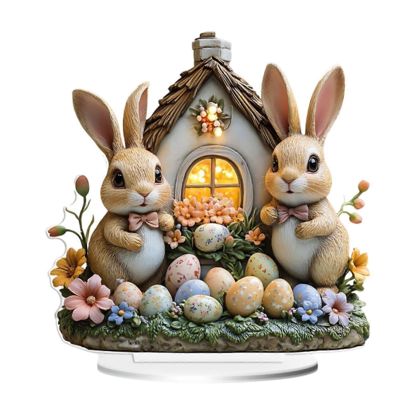 Acrylic Bunny Table Decoration Cute Easter Decor for Display Shelf Fireplace