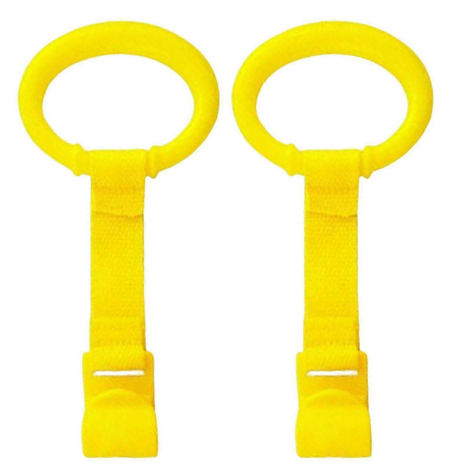 Playpen Pull up Rings, Crib 4 Color Baby Pull up Bar, Plastic Pull up Handles for Play Pen, Universal Hanging Rings to Pull up On, Baby Toy Strap