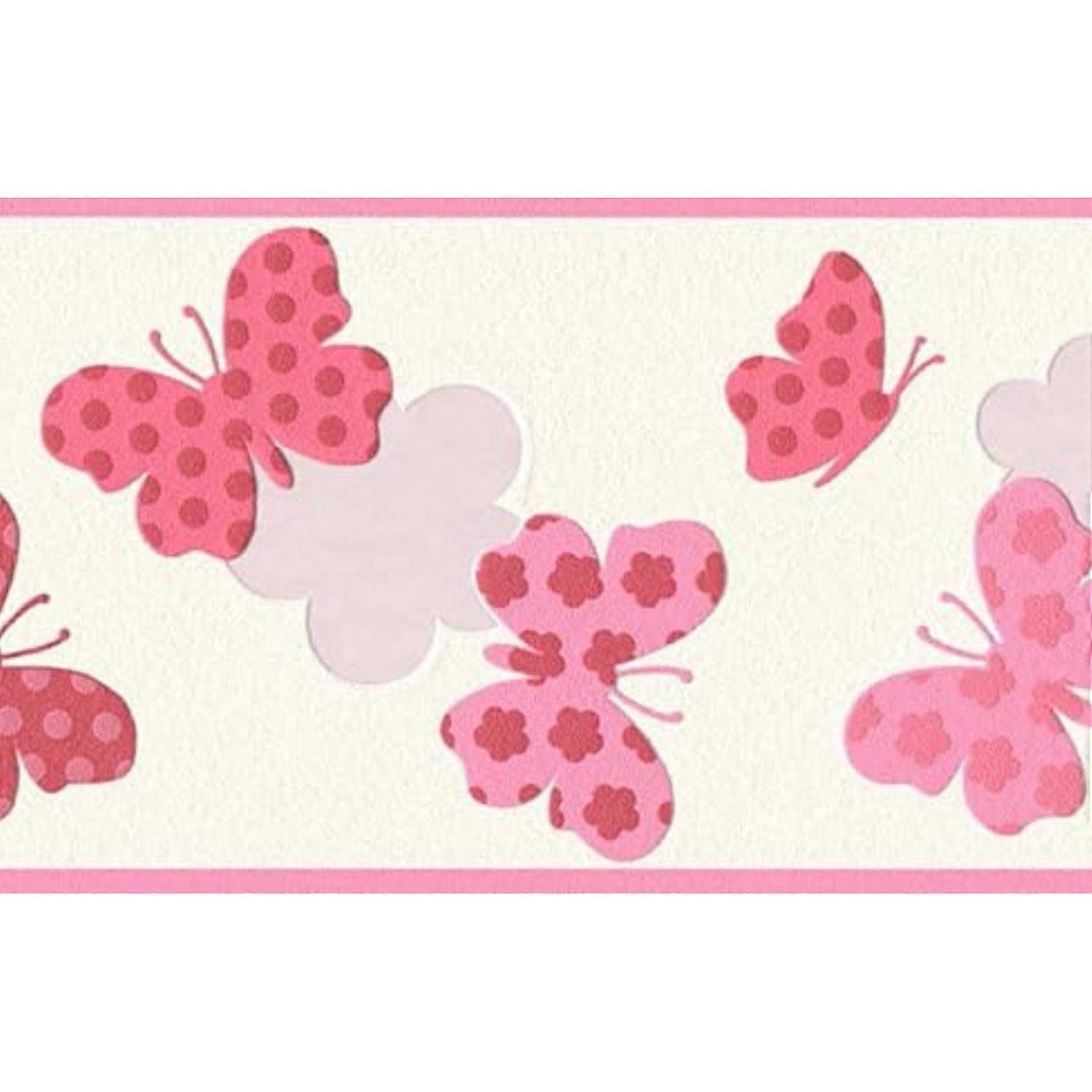 As Creation Red And Pink Butterflies Border Wallpaper