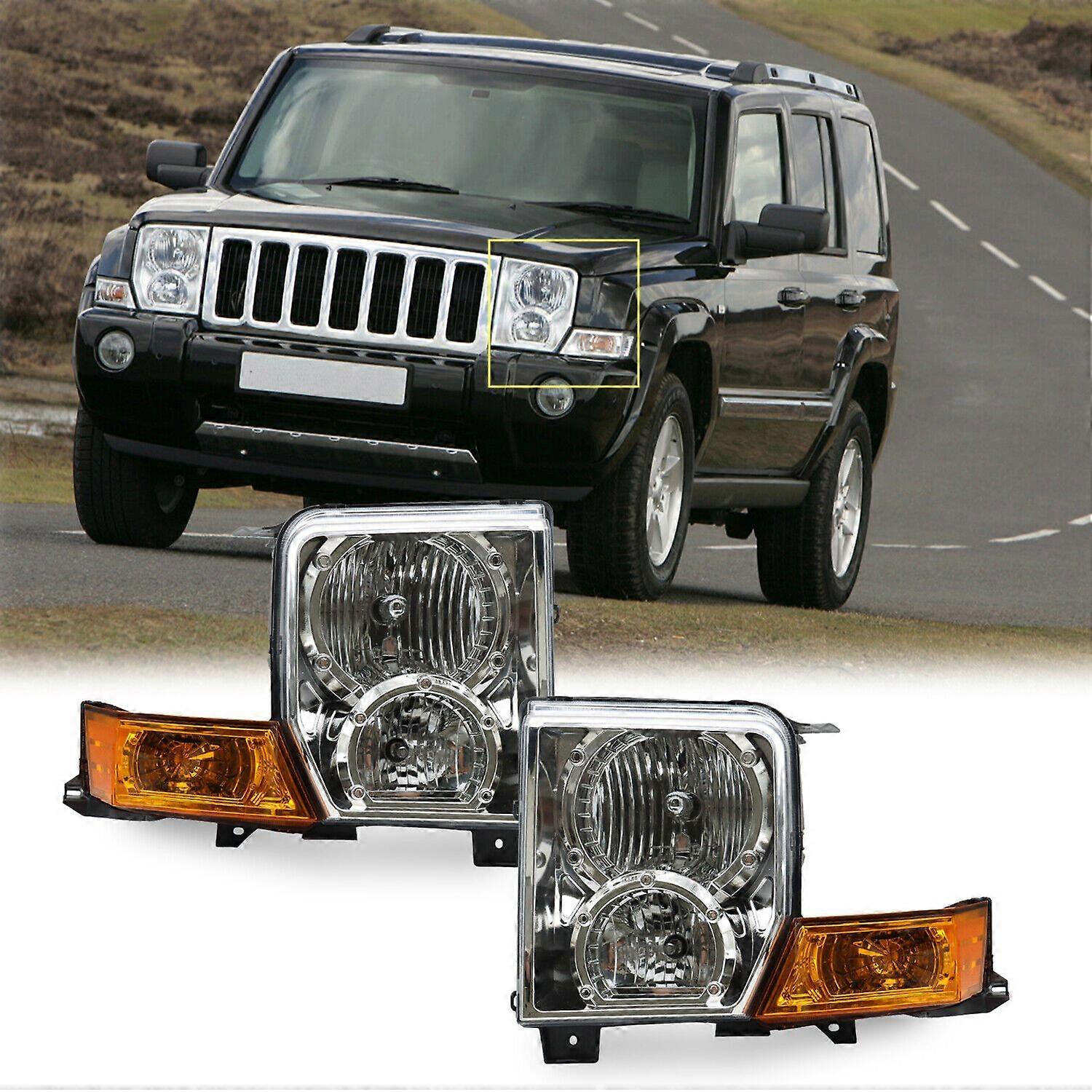 For 2006~2010 Jeep Commander Headlight Assembly Set Left Right Halogen With Bulb No.28417