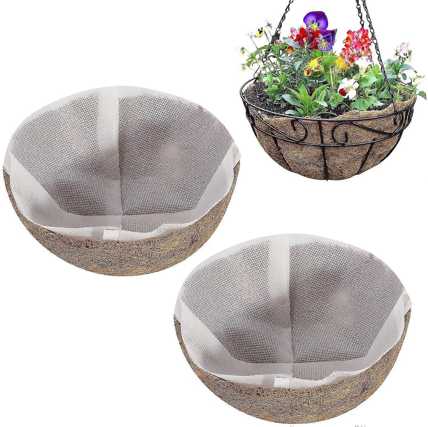 2pcs 8 Inch Round Coco Liners With 2pcs Non-woven Fabric Lining, Coconut Liner compatiblement Coir