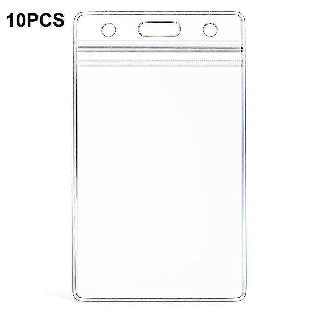 10Pcs Vertical Clear Waterproof ID Card Holder PVC Sealable Badge Protector