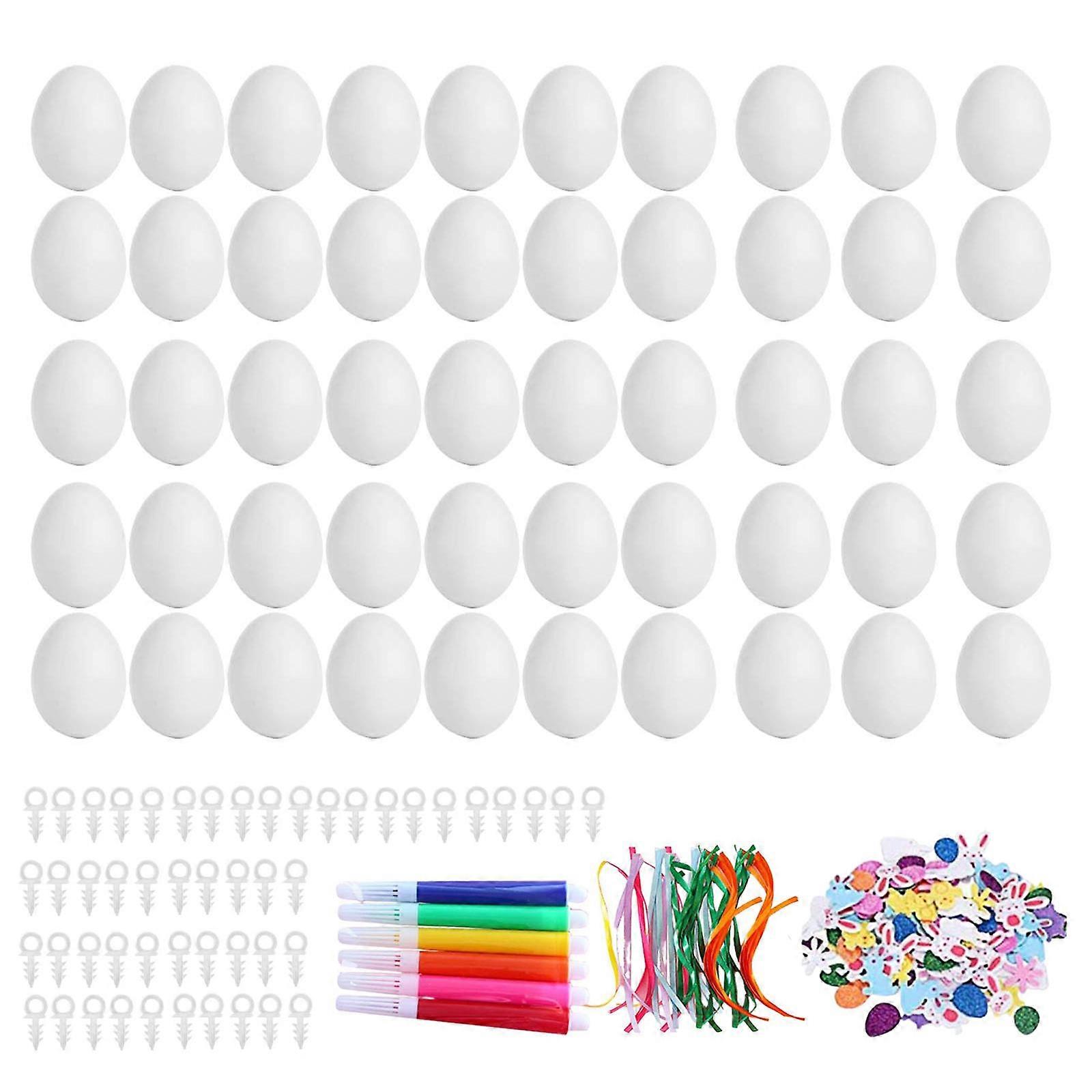 50Pcs DIY Unpainted Easter Eggs Kit Lightweight Easter DIY Material Kit