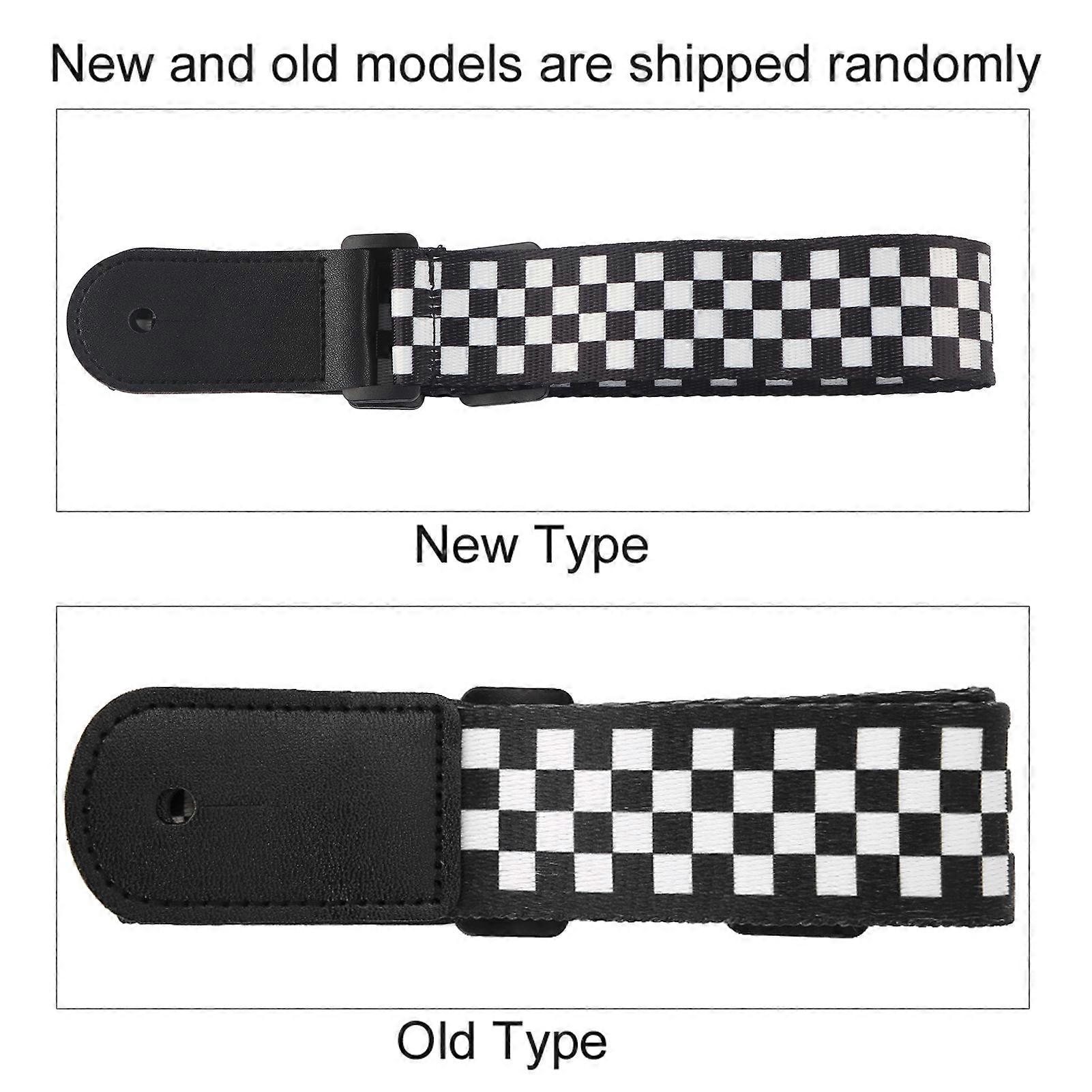 Adjustable 4 String Ukulele Shoulder Strap Black and White Square Pattern Hawaiian Guitar Accessory