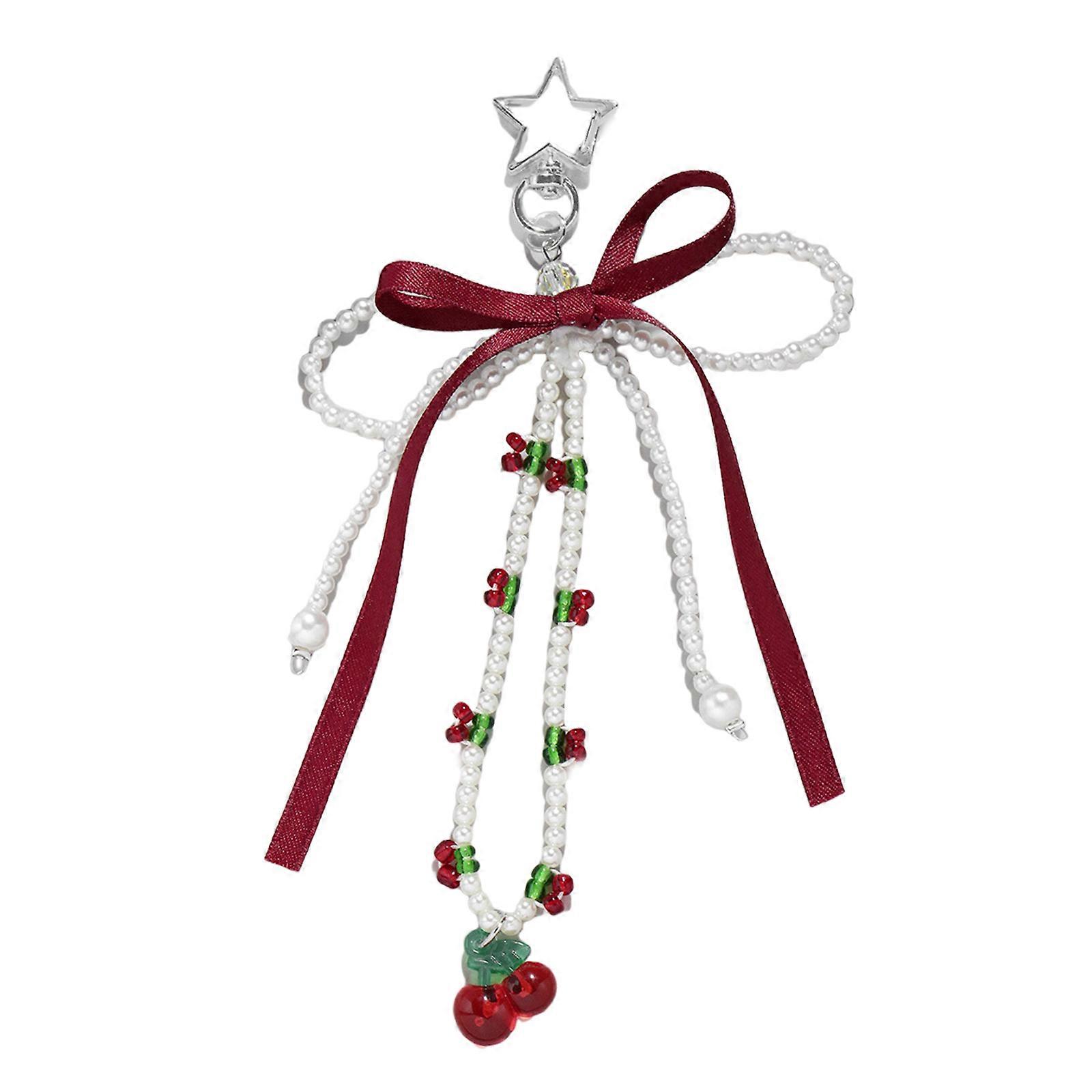 Unique Cherry And Butterfly Keychain Lightweight Cherry Butterfly Keychain with Bowknot Embellishment for Keys Bags