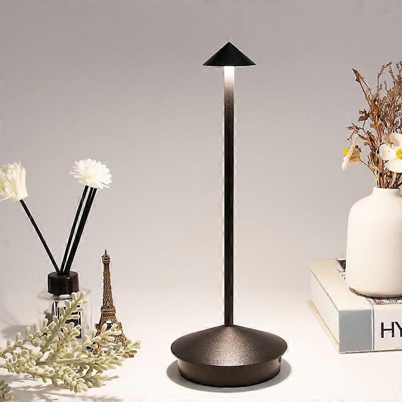 アルミ調光可能なLEDテーブルランプ、IP54保護、屋内/屋外での使用、ポータブルUSB充電、高さ29cm(茶色)