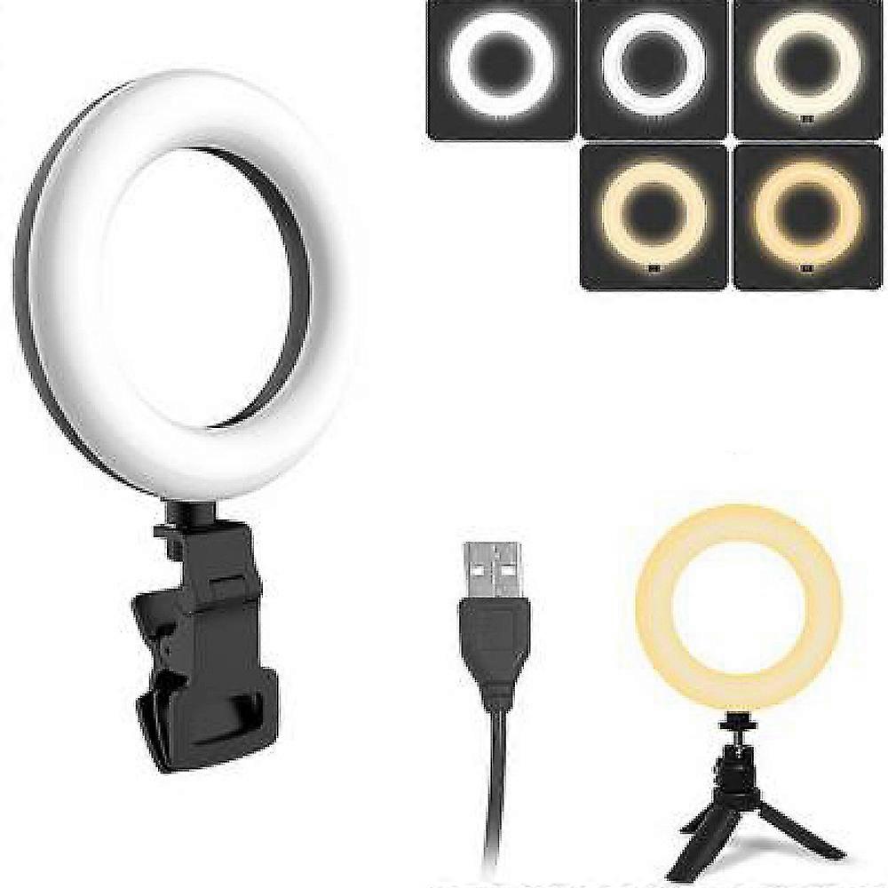 Adjustable Lighting Modes Webcam Light, USB Powered Ring Light for Video Conference, with Dimmable Multifunction Lamp, for Remote Working, Zoom