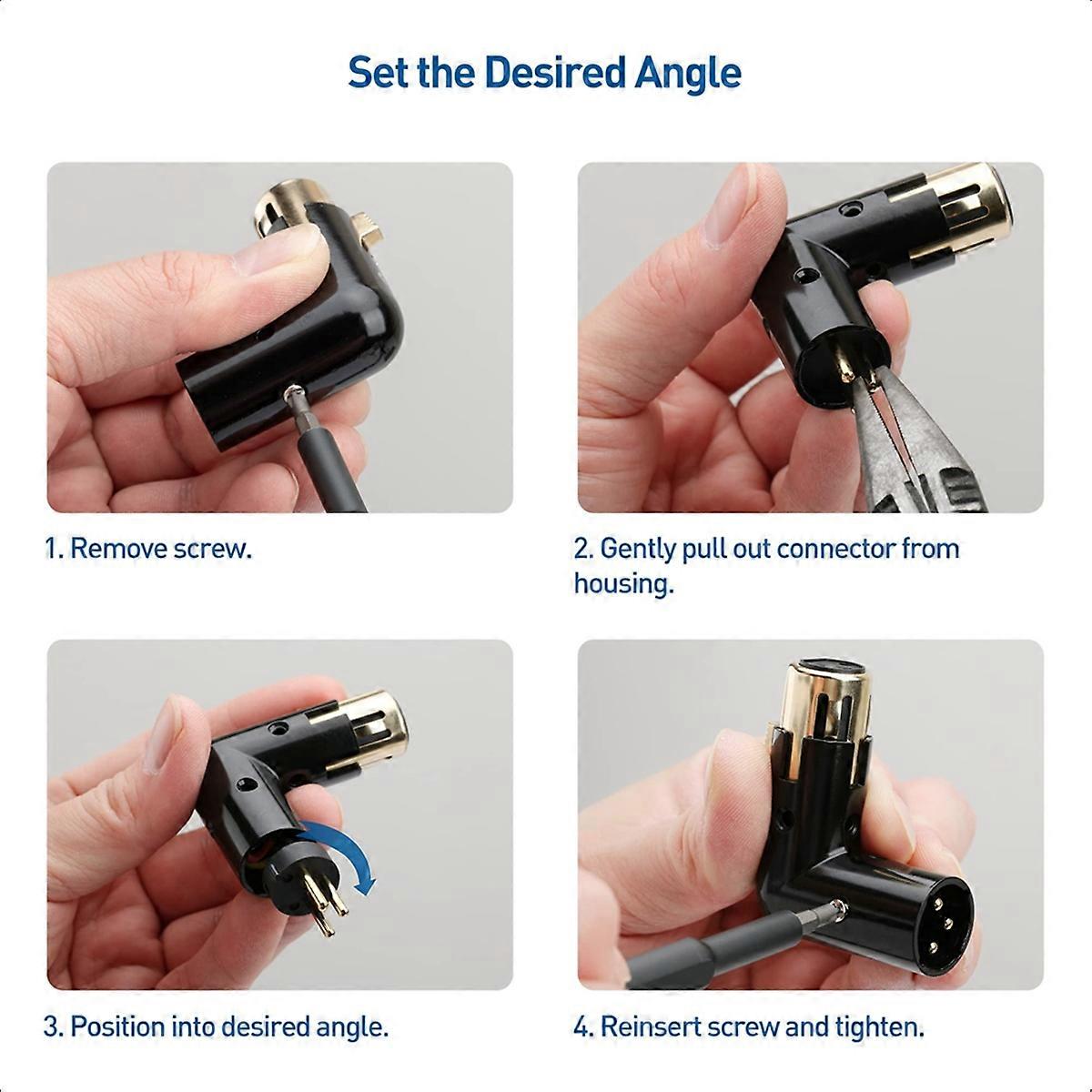 1 ks 3pinový úhlový adaptér XLR samec-samice pravoúhlý adaptér XLR
