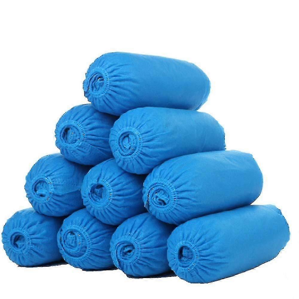 100 عبوة (50 زوجا) أغطية أحذية وأحذية يمكن التخلص منها للبناء والطبية ومكان العمل والحماية الداخلية والخارجية (أزرق) - jue