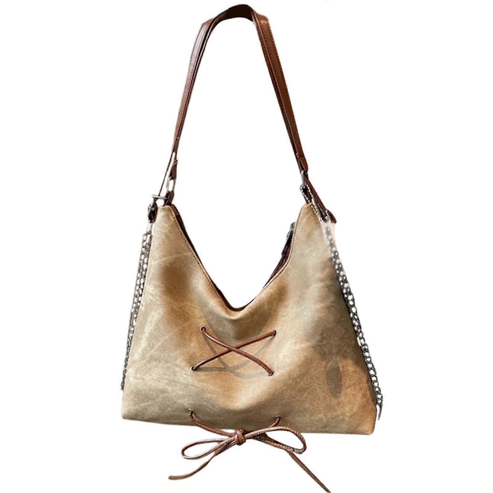 Trendy Jeans Underarm Purse For Daily Use Multi Function Large Shoulder Bag Backpack Handbag For Students  Khaki