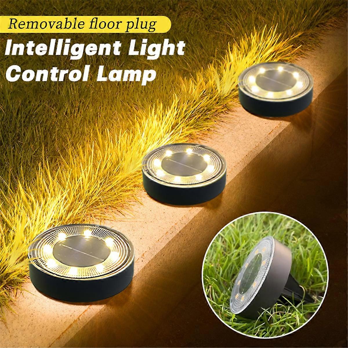 Solar Ground Lights Waterproof Solar Powered Disk Lights White Light