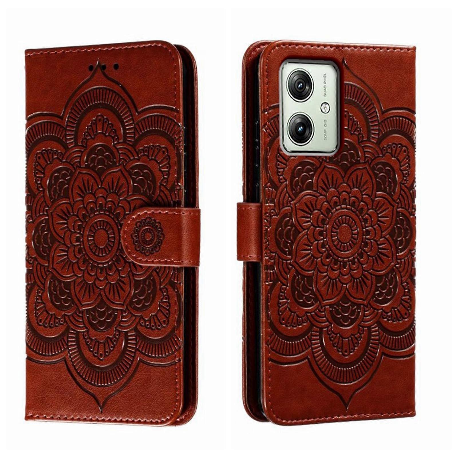 Sun Mandala Embossing Pattern Phone Leather Case